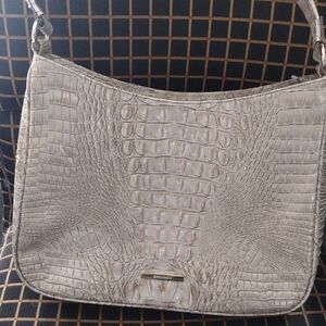 SPRING SALE! Brahmin Metallic Gray Croc-Embossed Shoulder Bag